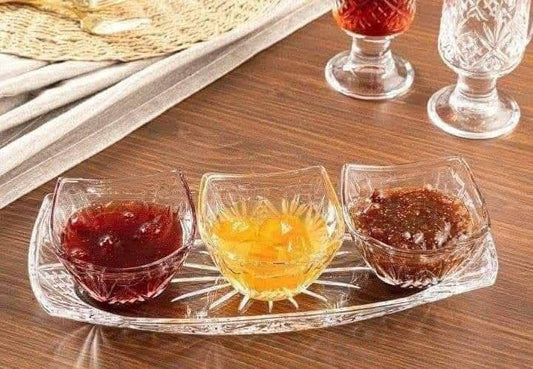 ( طقم تسالي برلين الطقم 4 قطع ( صنية تقديم + 3 بولة