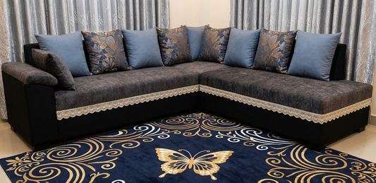 طقم كنب مشرط وسادة (3 كنبات + 6 مناديل)