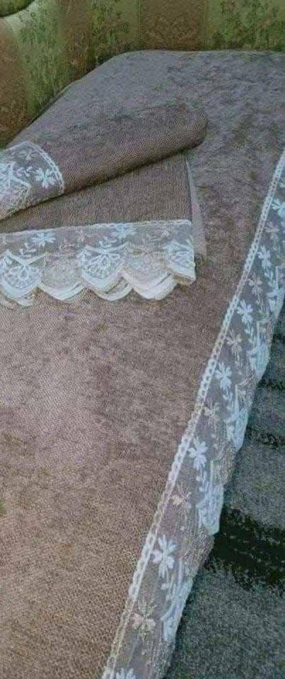طقم كنب مشرط وسادة (3 كنبات + 6 مناديل)
