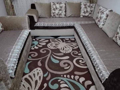 طقم كنب مشرط وسادة (3 كنبات + 6 مناديل)